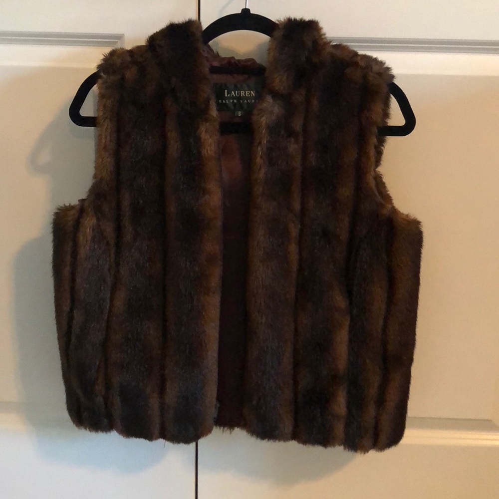 END OF WINTER SALE!Ralph Lauren faux fur hood vest